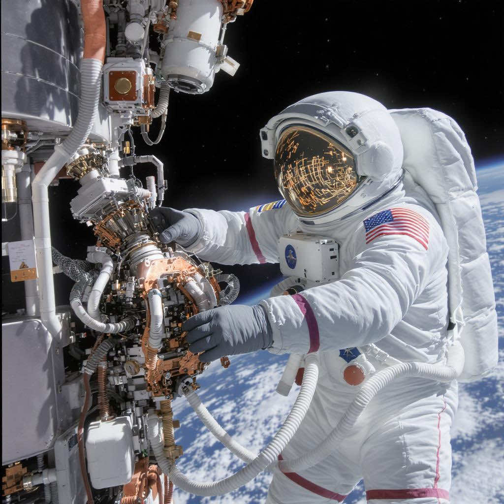 Astronaut doing repair